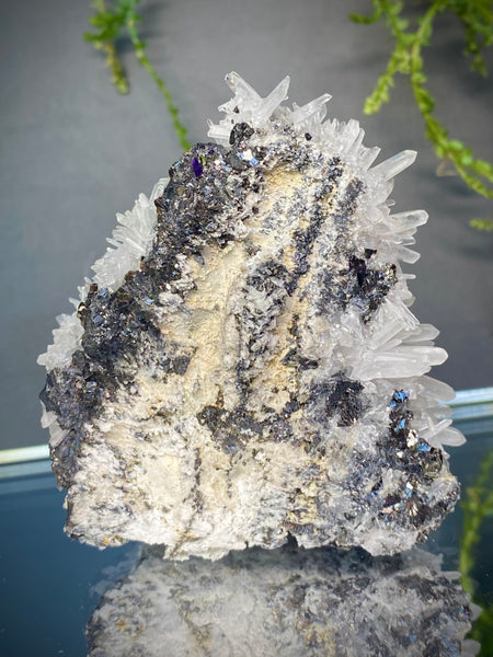 Galena, crystal quartz multi-mineral specimen