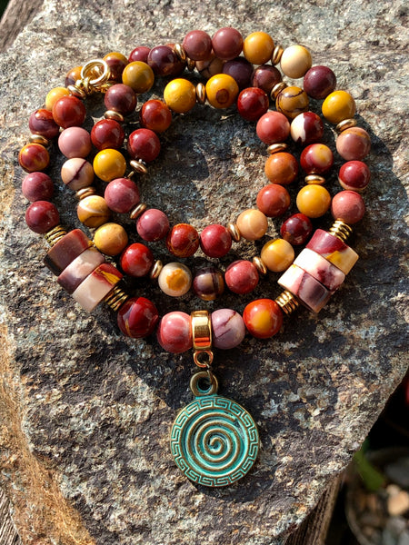 Mookaite necklace with spiral pendant
