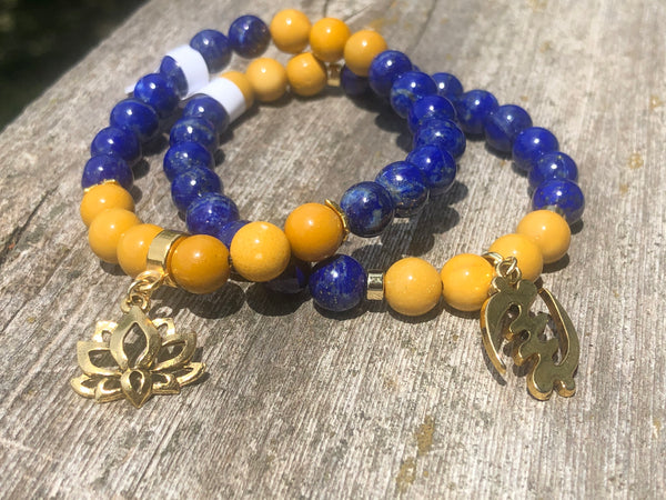 Lapis Lazuli, yellow Mookaite & Gye Nyame