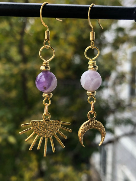 Sunrise & moon Amethyst earrings