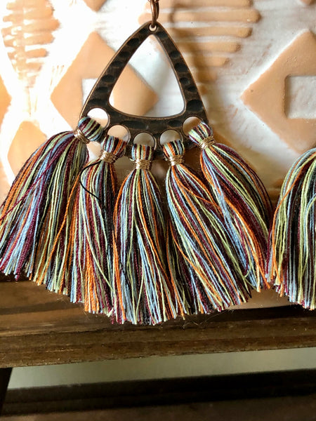 Chakra chips and tassel earrings