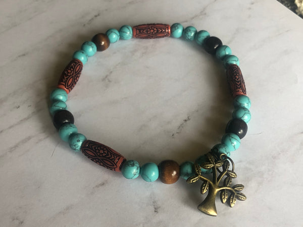 Necklace with Wooden and Plastic Turquoise for pets