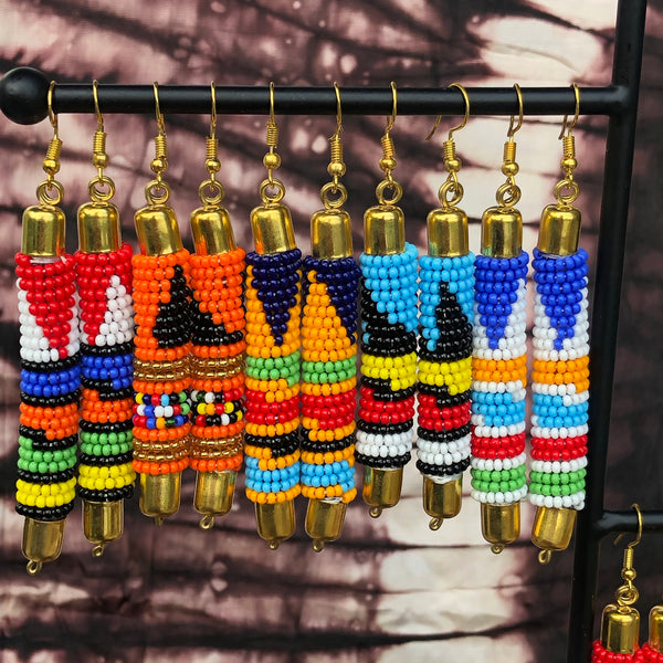 African Maasai beaded earrings
