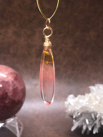 Strawberry quartz tear drop necklace