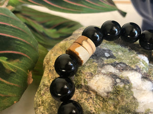 Black Onyx and Picture Jasper 10mm for men