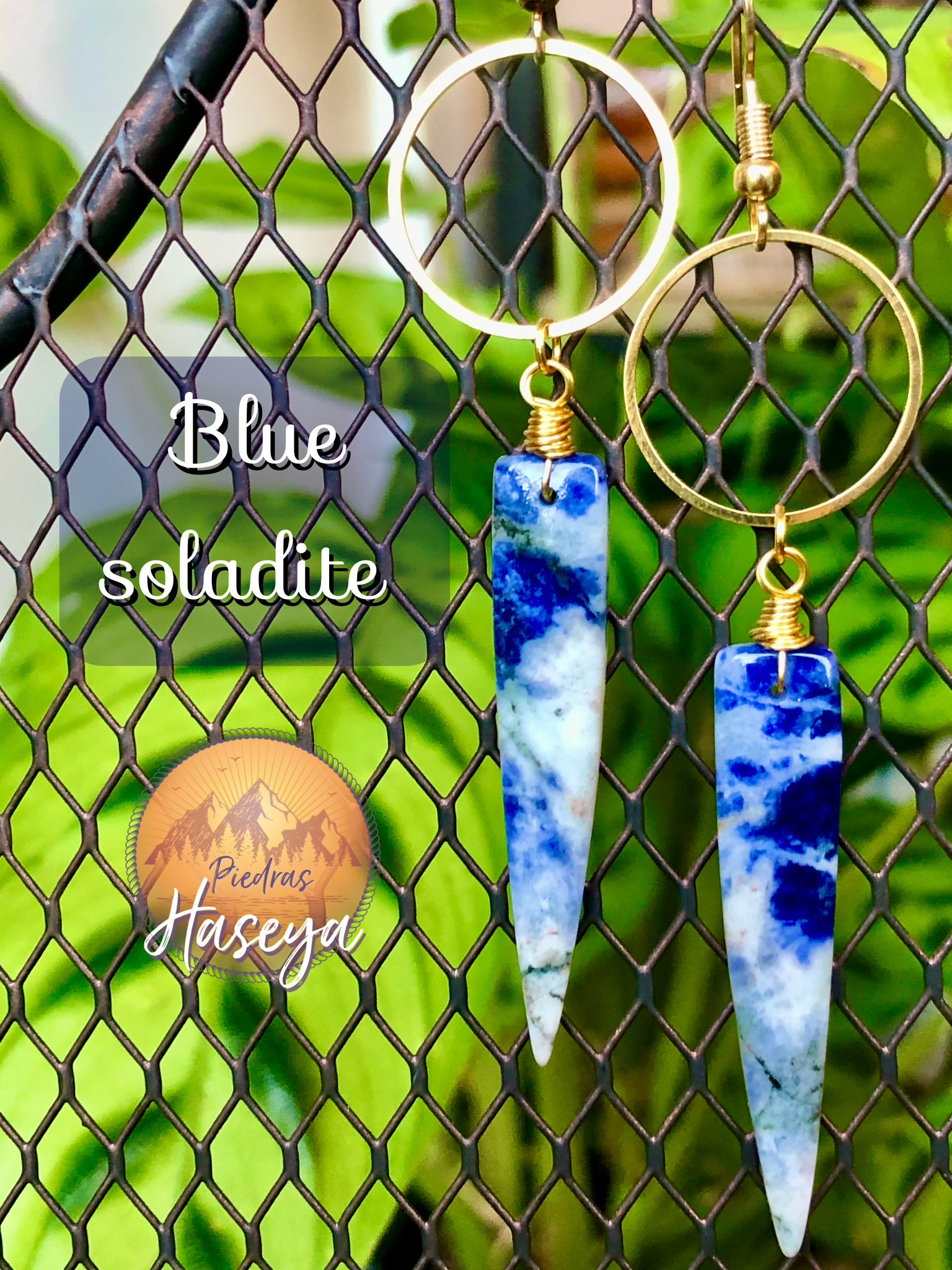 Natural orange blue sodalite earrings