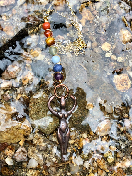 Copper Goddess chakra necklace