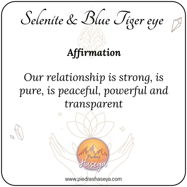 Selenite & blue tiger eye couple set