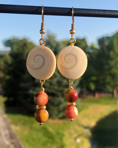 Sheva shell & Mookaite earrings