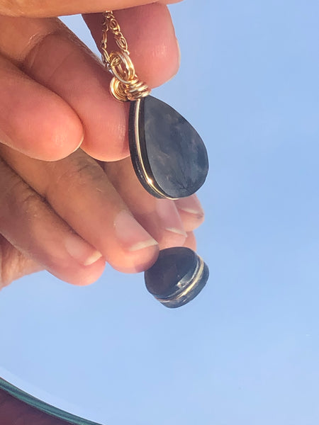 Tiny obsidian tear drop pendant