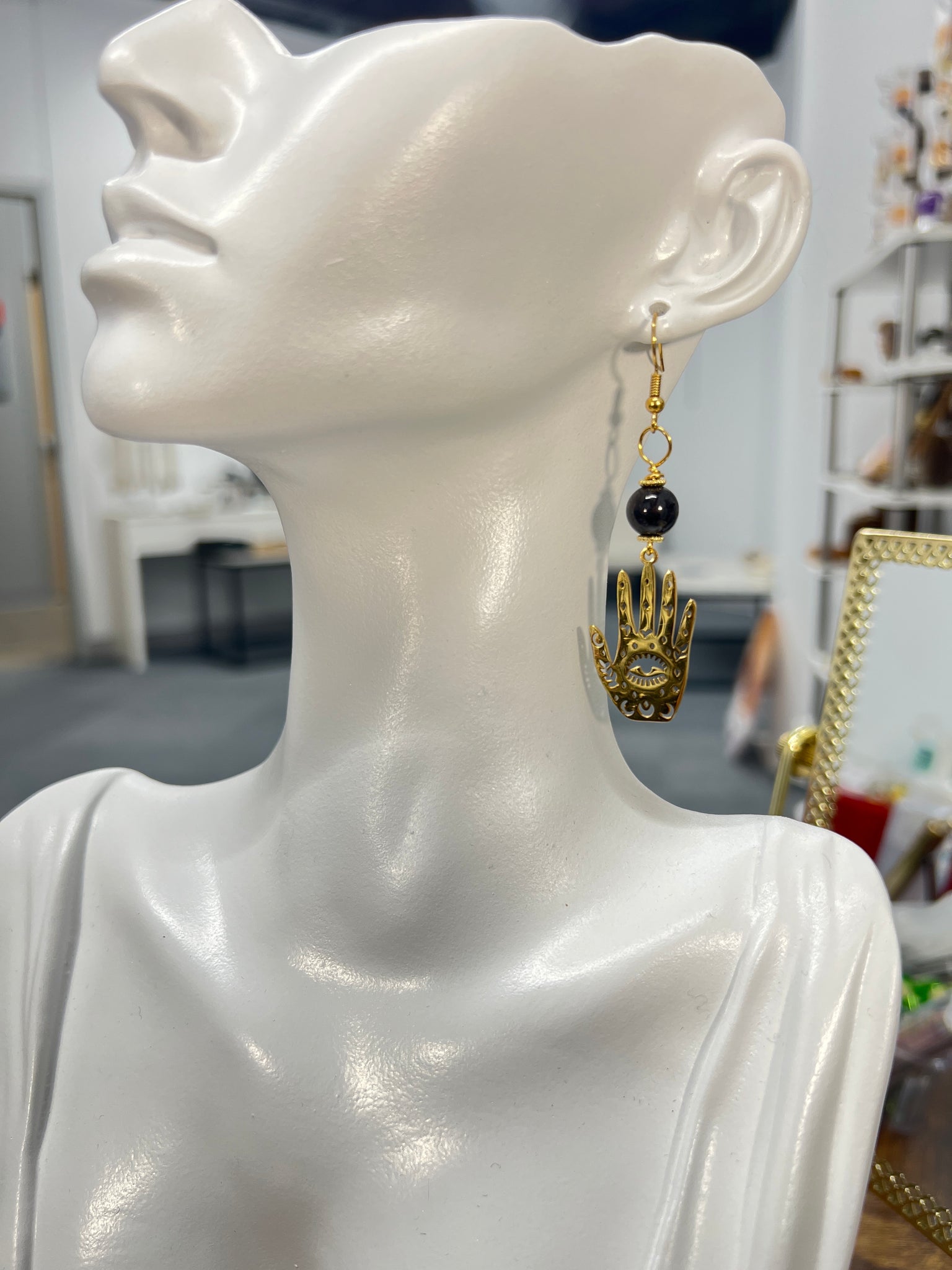 Celestial hamsa hand earrings