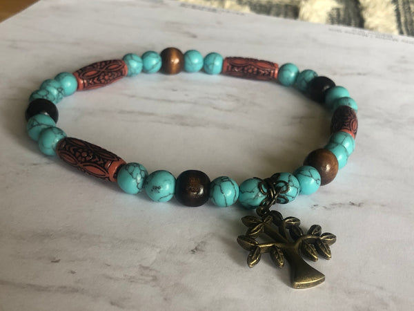 Necklace with Wooden and Plastic Turquoise for pets
