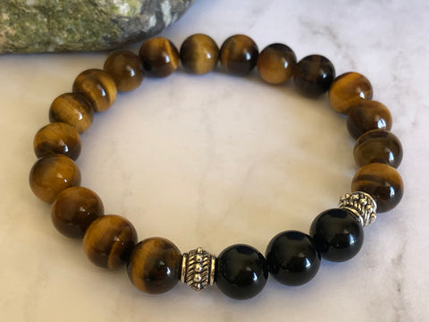 Tiger eye & black Onyx 10mm for men