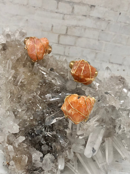Sunstone wire wrapped rings