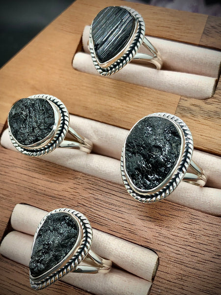 Black tourmaline Sterling silver 925 ring