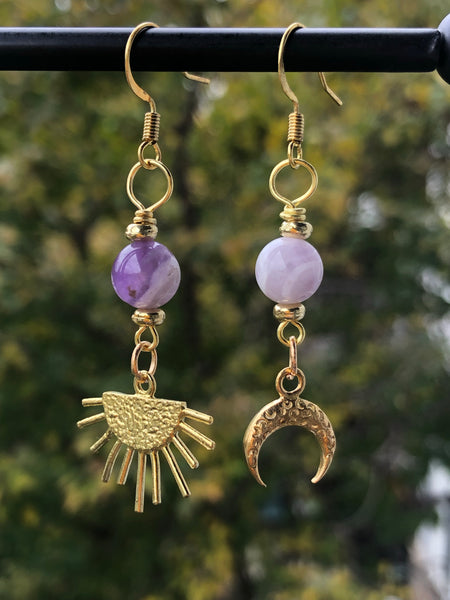 Sunrise & moon Amethyst earrings