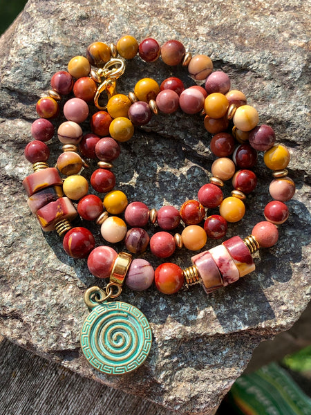 Mookaite necklace with spiral pendant